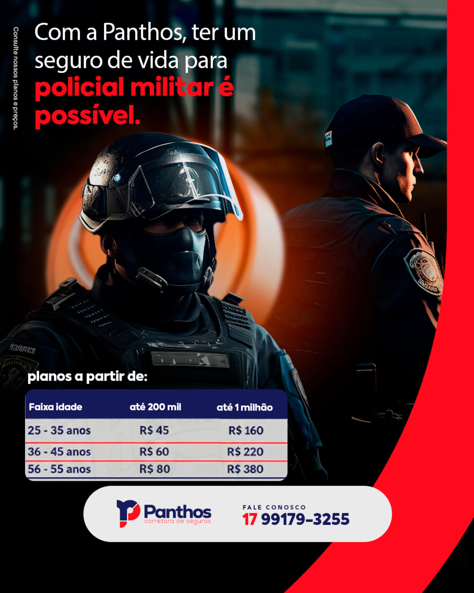 Panthos: seguro de vida para policial militar (imagem de campanha)